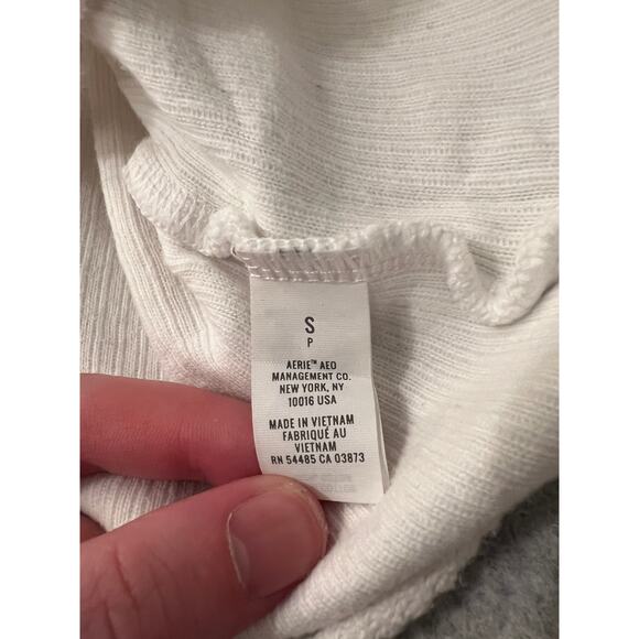 Aerie Sweater Mens Small Long Sleeve Crewneck Ribbed Knit‎ Cotton Pullover Cream - Picture 8 of 14